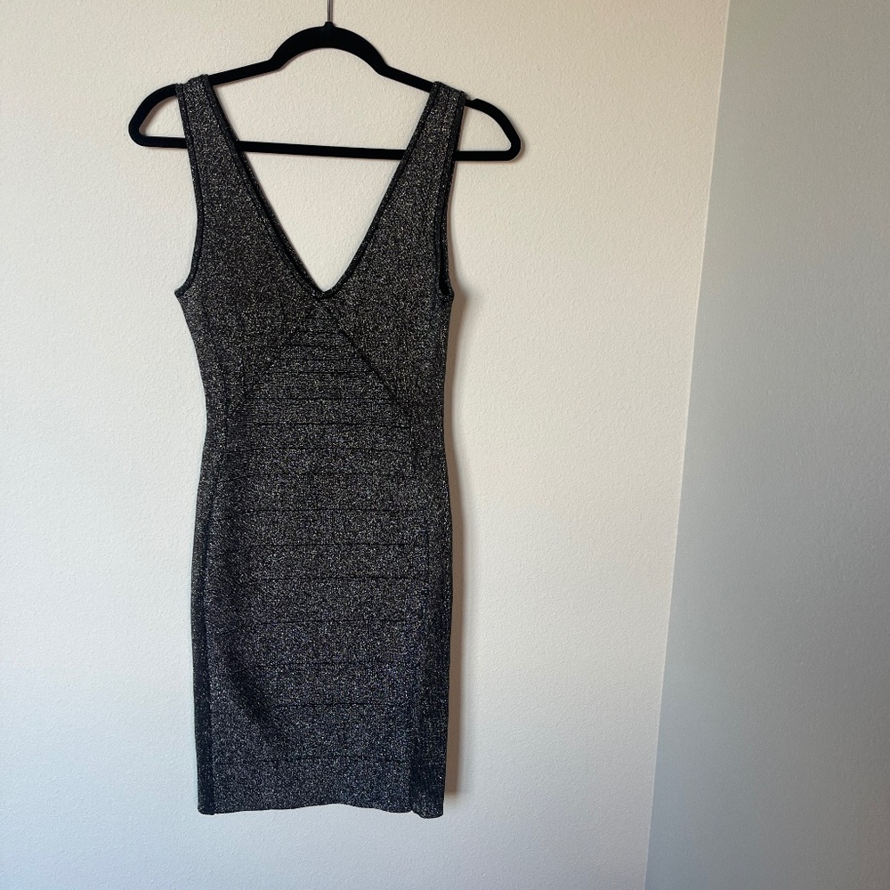 Ever New Whimsigoth Black & Silver Metallic Sleeveless Dress Woman's Size 4